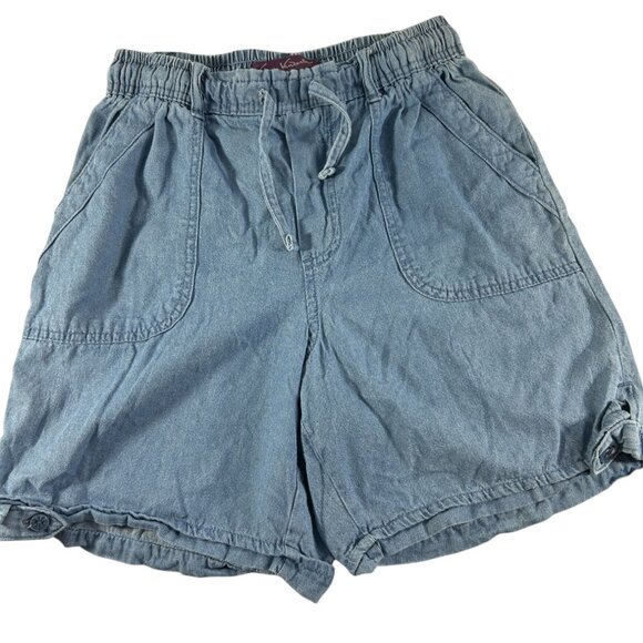 Gloria Vanderbilt Womens Denim Blue Jean Shorts Size Small Elastic Waist Pull On - Picture 1 of 6